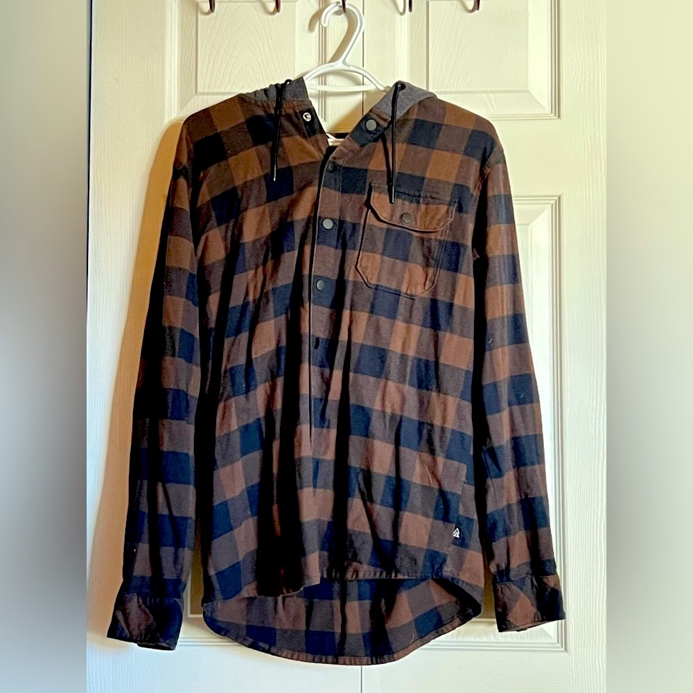 Ripzone Black and Brown Plaid Snap Up Shirt
